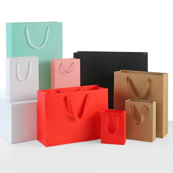 Printed Plain White Kraft Shopping Paper Bags